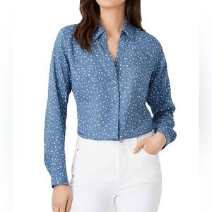 Ann Taylor - like new - Essential blouse - blue and white - XL